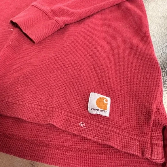 Carhartt Thermal Shirt Mens XL Relaxed Fit Distressed Paint Work Outdoors Script - Picture 5 of 7